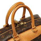 Louis Vuitton Monogram Deauville Handbag Brown Leather — view 4