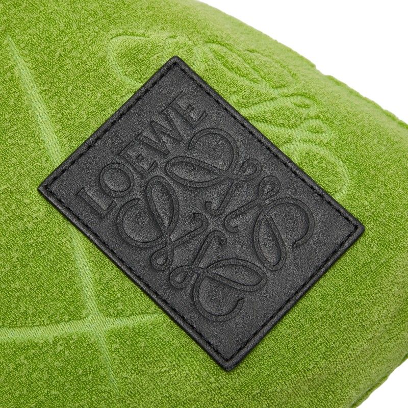Loewe Anagram Terry Cloth Drawstring Pouch Green Pile Leather — view 4