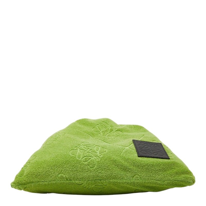 Loewe Anagram Terry Cloth Drawstring Pouch Green Pile Leather — view 3