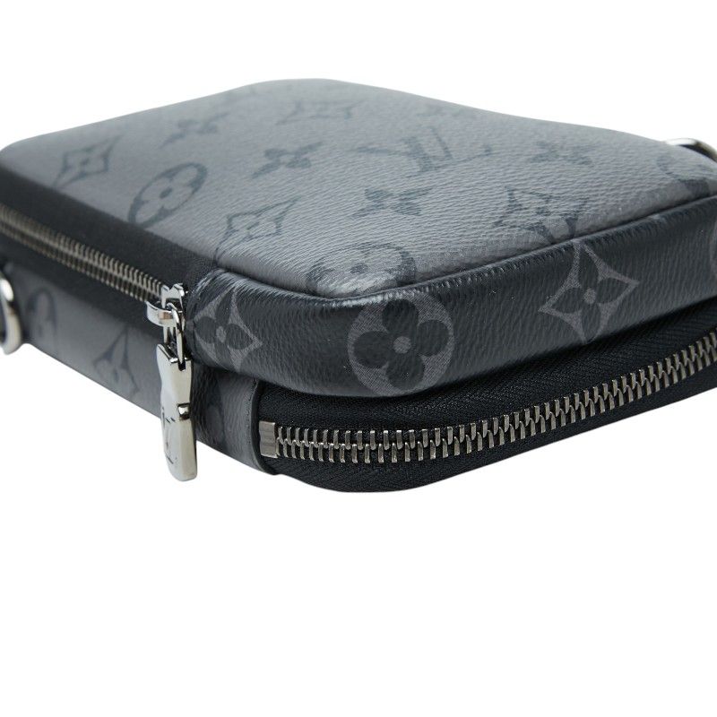 Louis Vuitton Monogram Eclipse Double Phone Pouch Black Gray Leather — view 5