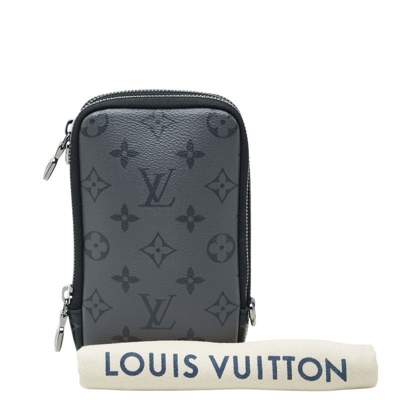 Louis Vuitton Monogram Eclipse Double Phone Pouch Black Gray Leather — view 9