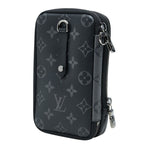 Louis Vuitton Monogram Eclipse Double Phone Pouch Black Gray Leather — view 2