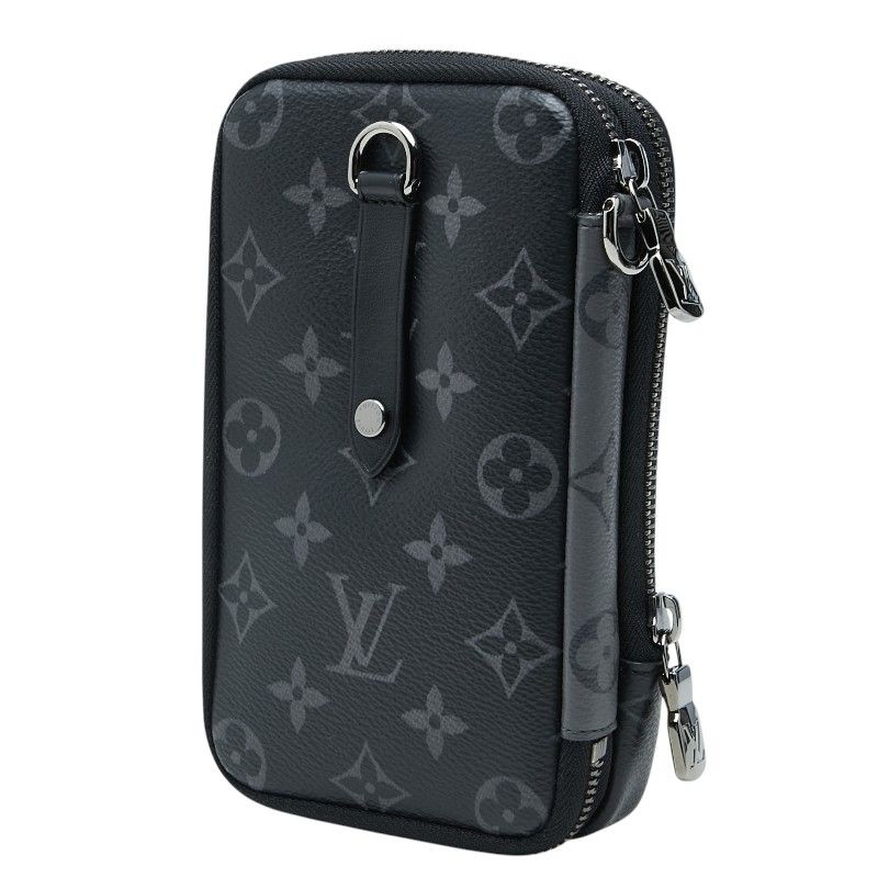 Louis Vuitton Monogram Eclipse Double Phone Pouch Black Gray Leather — view 2