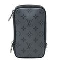 Louis Vuitton Monogram Eclipse Double Phone Pouch Black Gray Leather