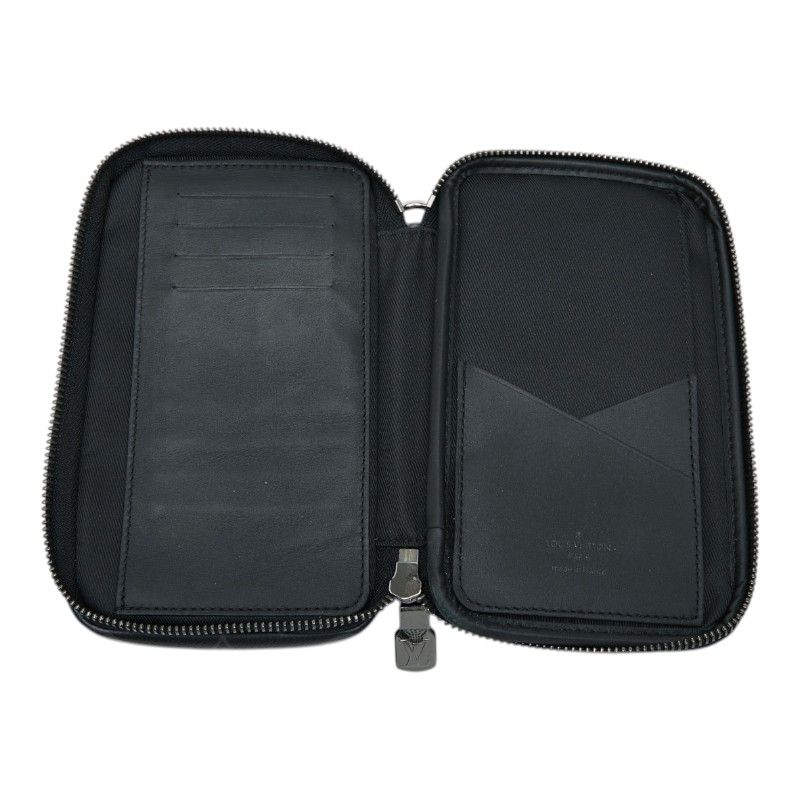 Louis Vuitton Monogram Eclipse Double Phone Pouch Black Gray Leather — view 6