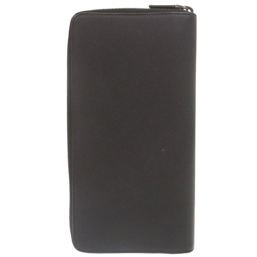 Prada Saffiano Leather Logo Black Zip Around Wallet — view 2
