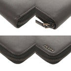 Prada Saffiano Leather Logo Black Zip Around Wallet — view 3