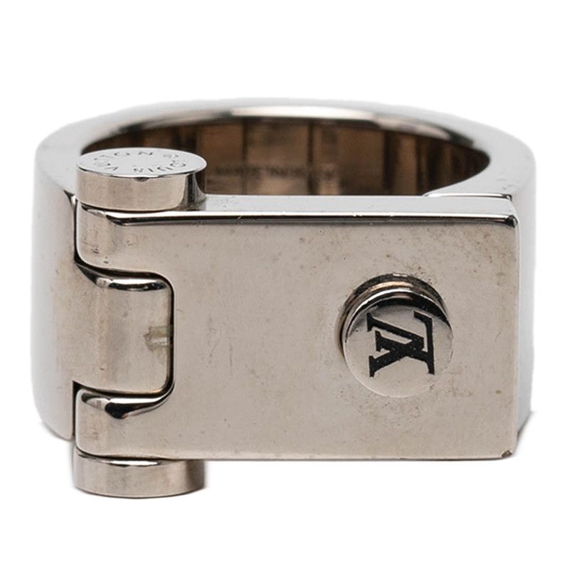 Louis Vuitton Monogram Logo Hinge Lock M Silver Metal 1 Ring — view 2
