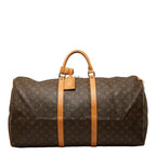 Louis Vuitton Monogram Keepall 60 Boston Bag Brown Leather