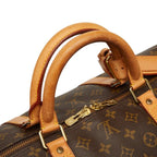 Louis Vuitton Monogram Keepall 60 Boston Bag Brown Leather — view 8