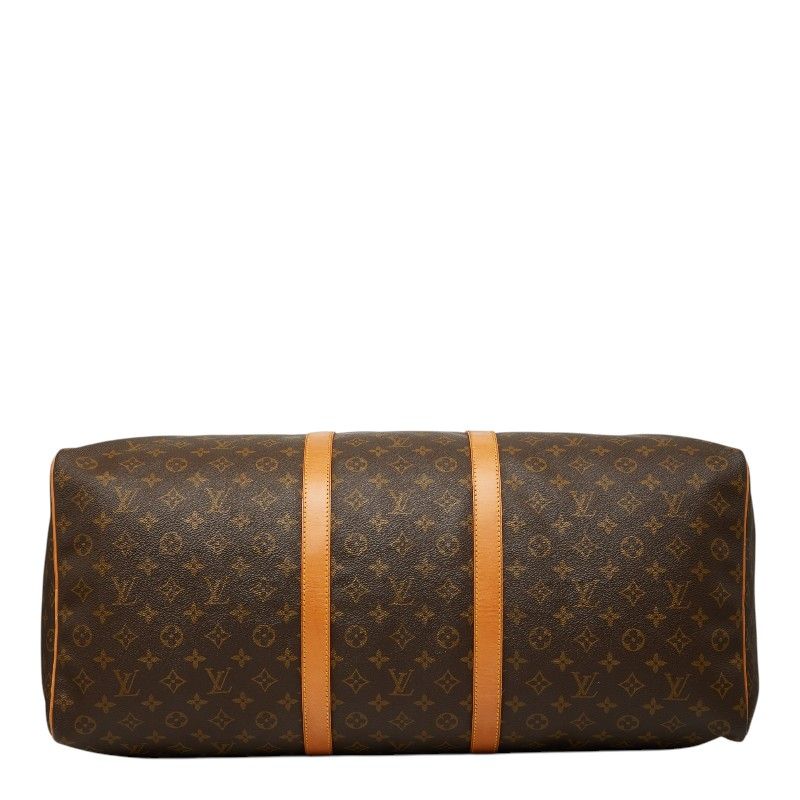 Louis Vuitton Monogram Keepall 60 Boston Bag Brown Leather — view 3
