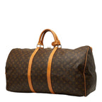 Louis Vuitton Monogram Keepall 60 Boston Bag Brown Leather — view 2