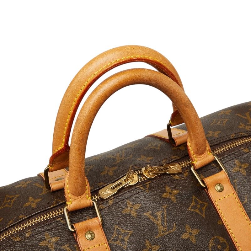 Louis Vuitton Monogram Keepall Bandouliere 55 Boston Bag 2-Way Brown Leather — view 4