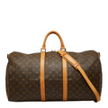 Louis Vuitton Monogram Keepall Bandouliere 55 Boston Bag 2-Way Brown Leather