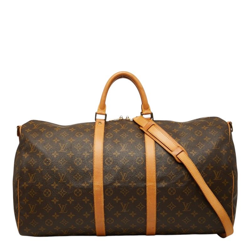 Louis Vuitton Monogram Keepall Bandouliere 55 Boston Bag 2-Way Brown Leather