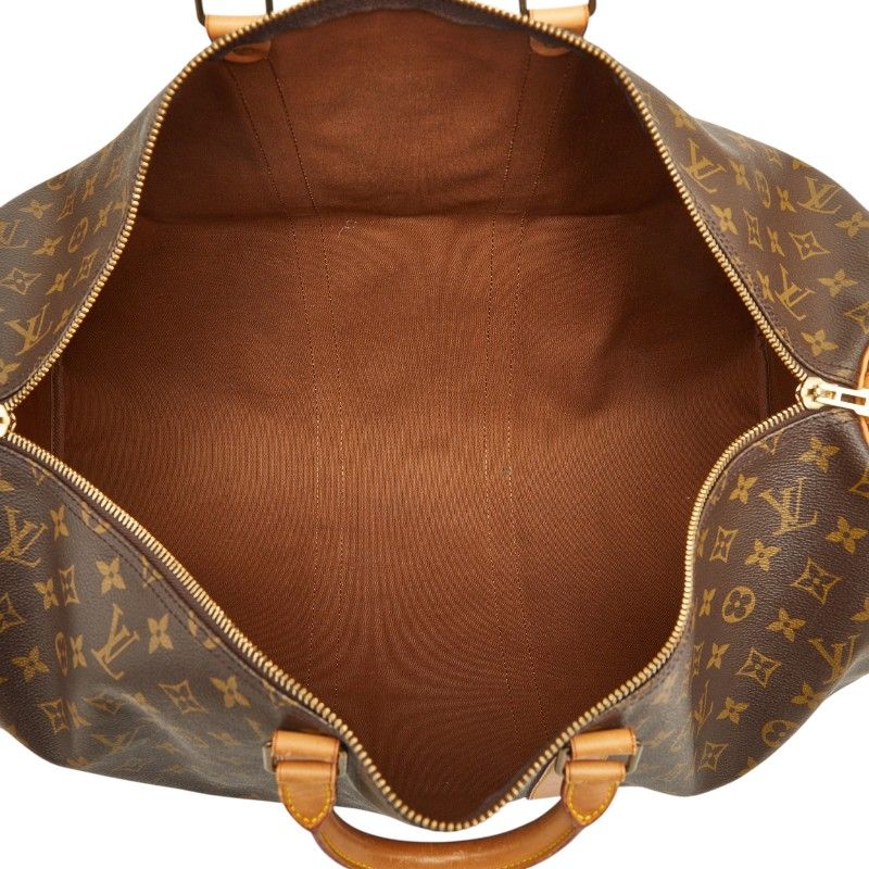 Louis Vuitton Monogram Keepall Bandouliere 55 Boston Bag 2-Way Brown Leather — view 9