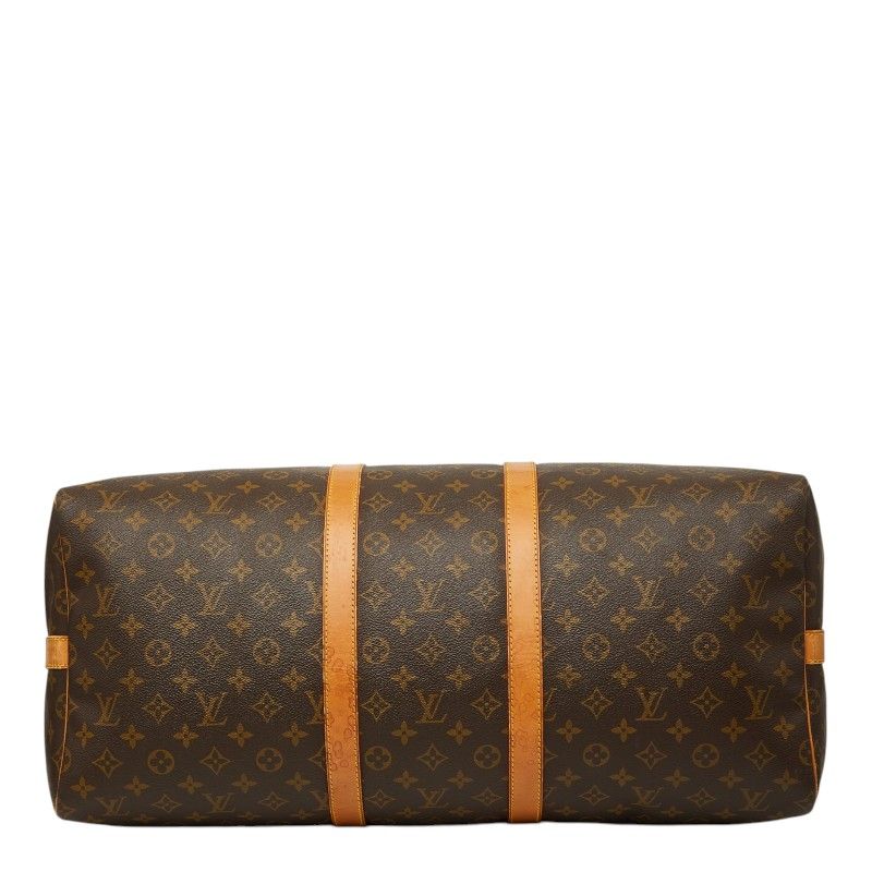 Louis Vuitton Monogram Keepall Bandouliere 55 Boston Bag 2-Way Brown Leather — view 3