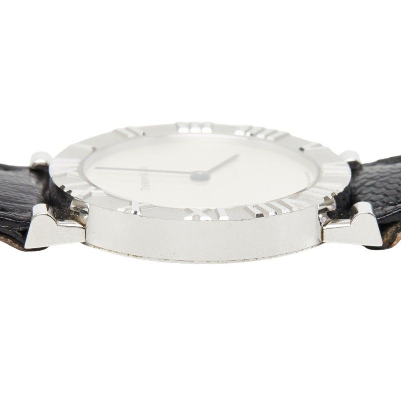 Tiffany & Co Atlas Watch Silver Black Leather — view 4