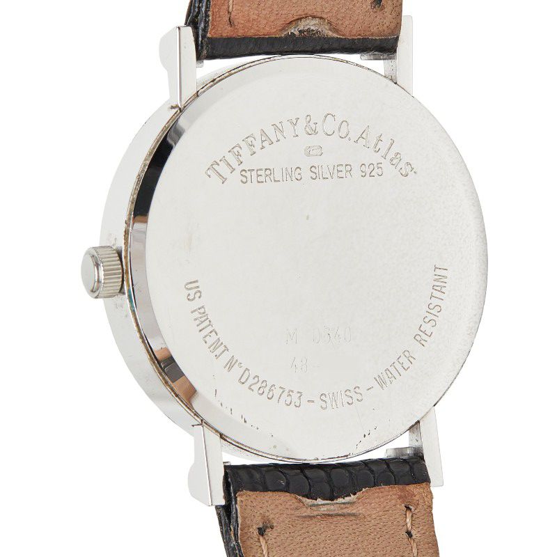 Tiffany & Co Atlas Watch Silver Black Leather — view 5