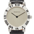 Tiffany & Co Atlas Watch Silver Black Leather