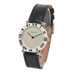 Tiffany & Co Atlas Watch Silver Black Leather — view 2