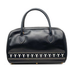 Saint Laurent Mini Boston Bag Navy White Leather