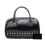 Saint Laurent Mini Boston Bag Navy White Leather — view 7
