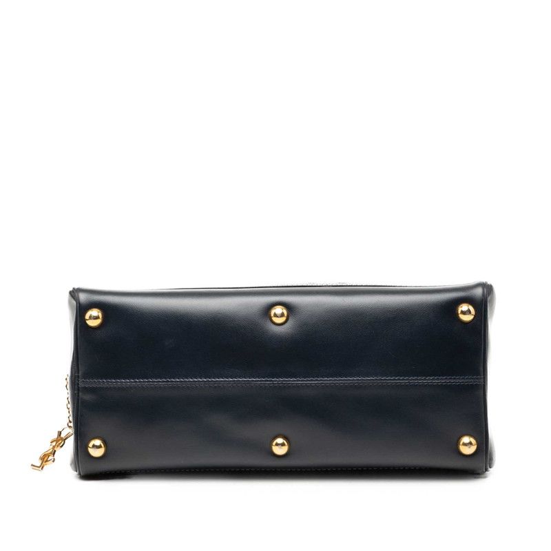 Saint Laurent Mini Boston Bag Navy White Leather — view 3