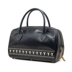 Saint Laurent Mini Boston Bag Navy White Leather — view 2