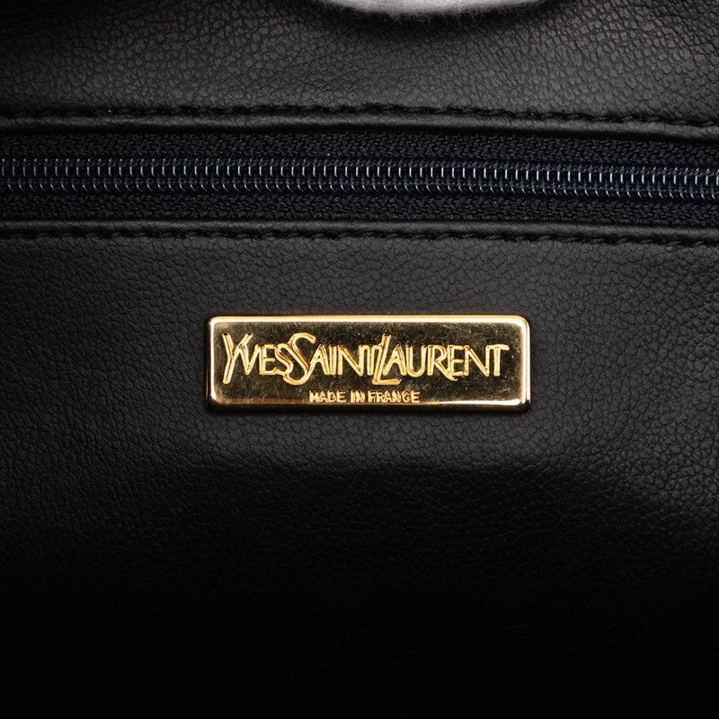 Saint Laurent Mini Boston Bag Navy White Leather — view 6