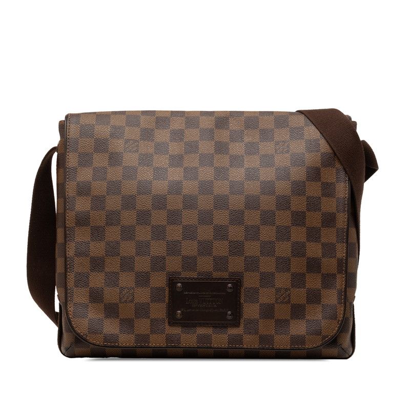 Louis Vuitton Damier Brooklyn MM Crossbody Shoulder Bag Brown Leather