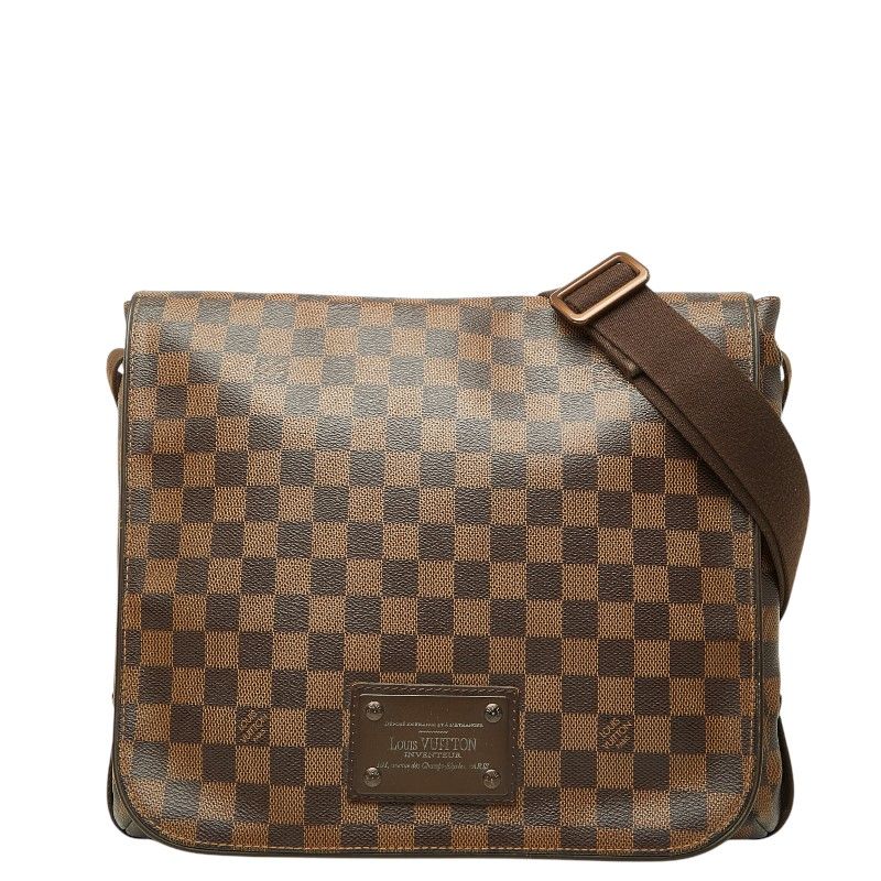 Louis Vuitton Damier Brooklyn MM Crossbody Shoulder Bag Brown Leather