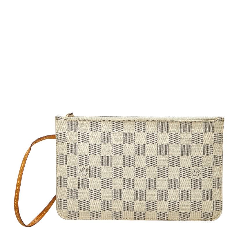 Louis Vuitton Damier Azur Neverfull MM Pouch White Leather