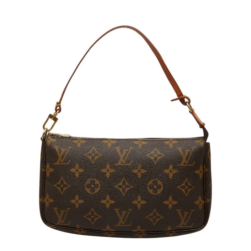 Louis Vuitton Monogram Pochette Handbag Brown Leather
