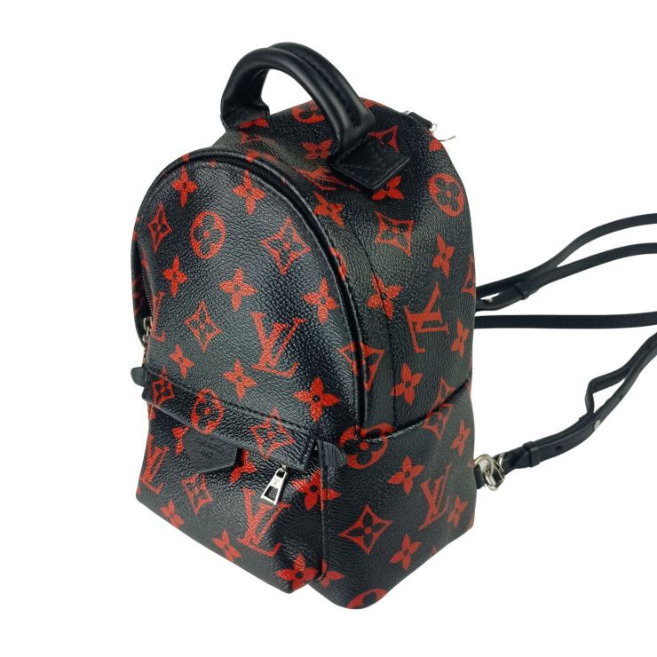 Louis Vuitton Backpack Palm Springs Mini Black Red Monogram Enfrarge Silver — view 2
