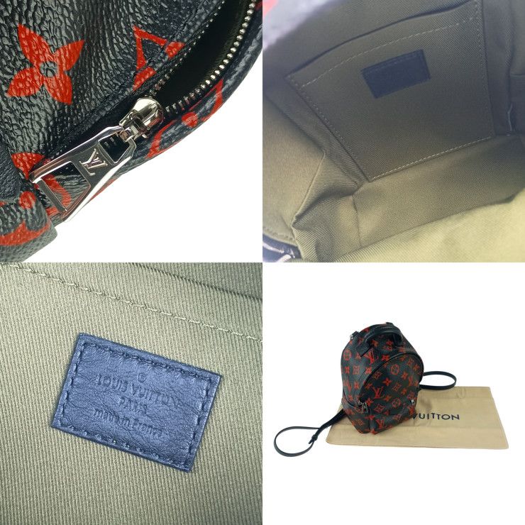 Louis Vuitton Backpack Palm Springs Mini Black Red Monogram Enfrarge Silver — view 9
