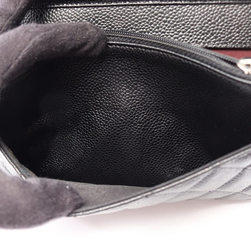 Chanel Shoulder Bag Quilted Black Caviar Leather Chain Wallet — view 7