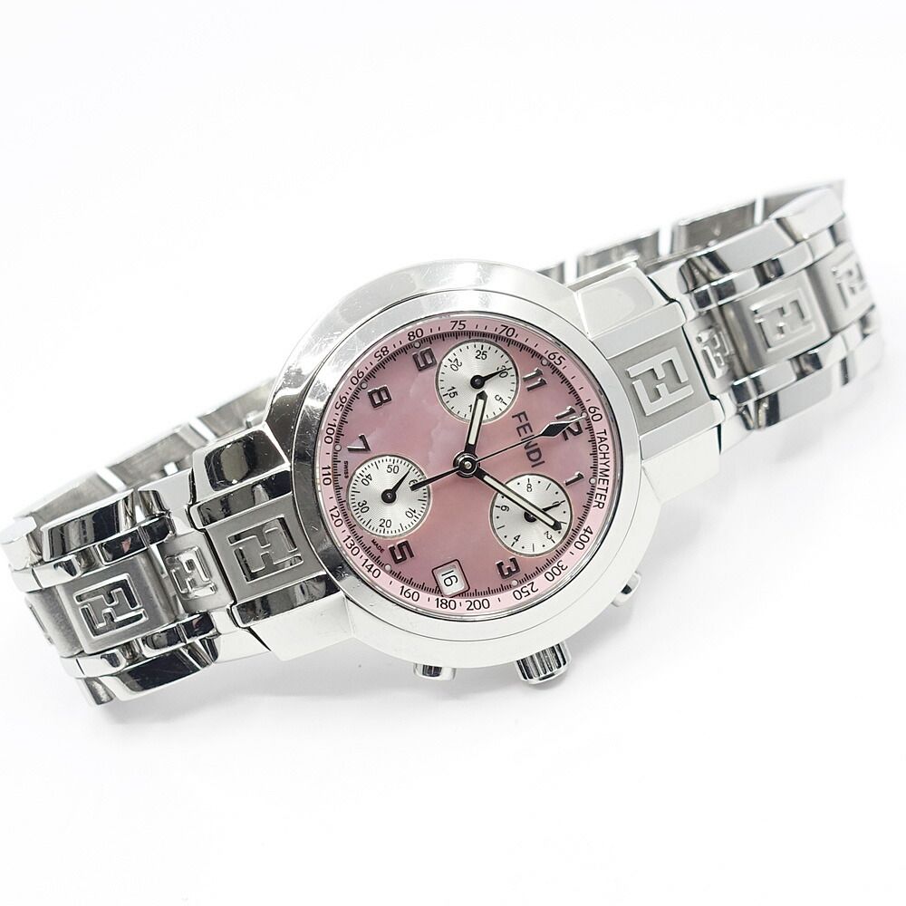 Fendi Watch Orologi Pink Shell Support 32 Quartz SS Chronograph Open — view 3