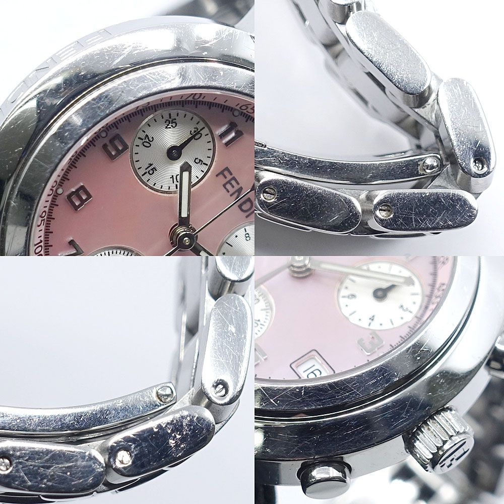 Fendi Watch Orologi Pink Shell Support 32 Quartz SS Chronograph Open — view 8