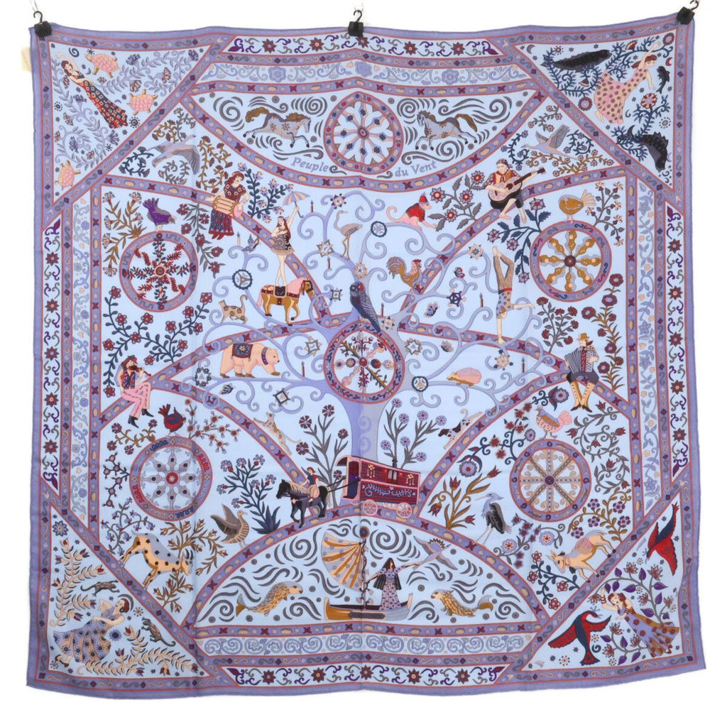 Hermes Peuple du Vent Wind People Cashmere Silk Shawl Scarf
