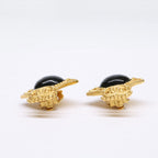 Chanel CC Logo Black Stone Earring — view 3