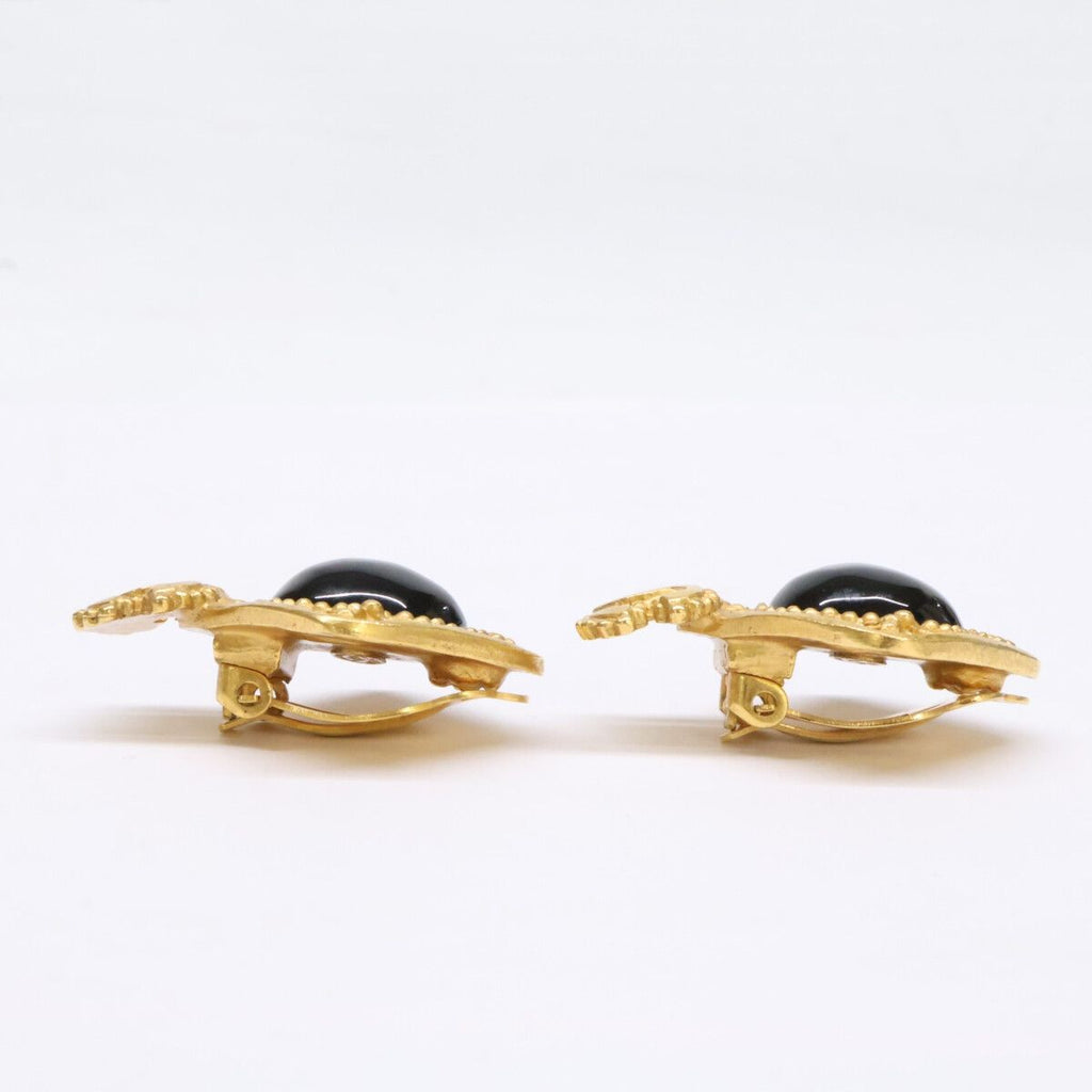 Chanel CC Logo Black Stone Earring — view 2