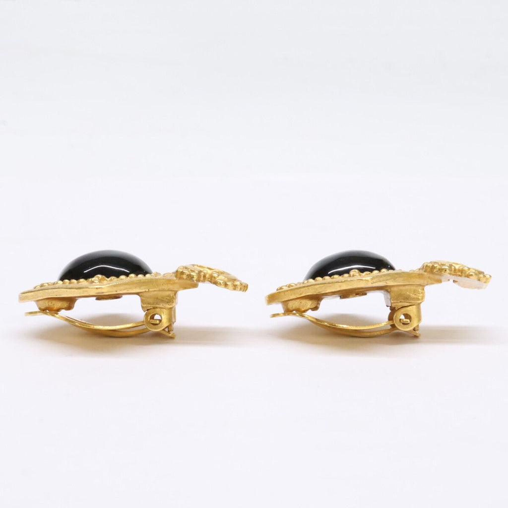 Chanel CC Logo Black Stone Earring — view 4