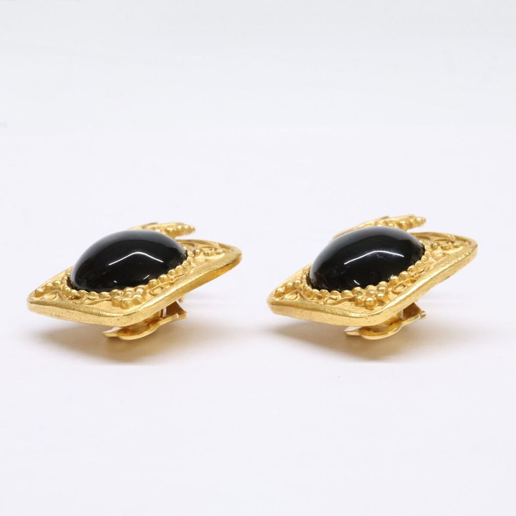 Chanel CC Logo Black Stone Earring — view 5
