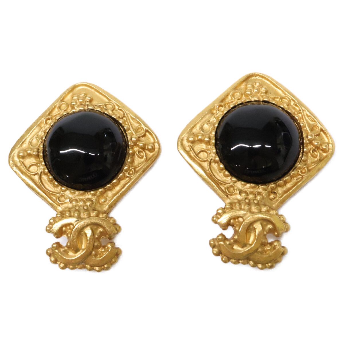 Chanel CC Logo Black Stone Earring