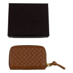 Bottega Veneta Intrecciato Round Zip Coin Case Brown — view 3