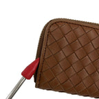Bottega Veneta Intrecciato Round Zip Coin Case Brown — view 6