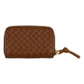 Bottega Veneta Intrecciato Round Zip Coin Case Brown