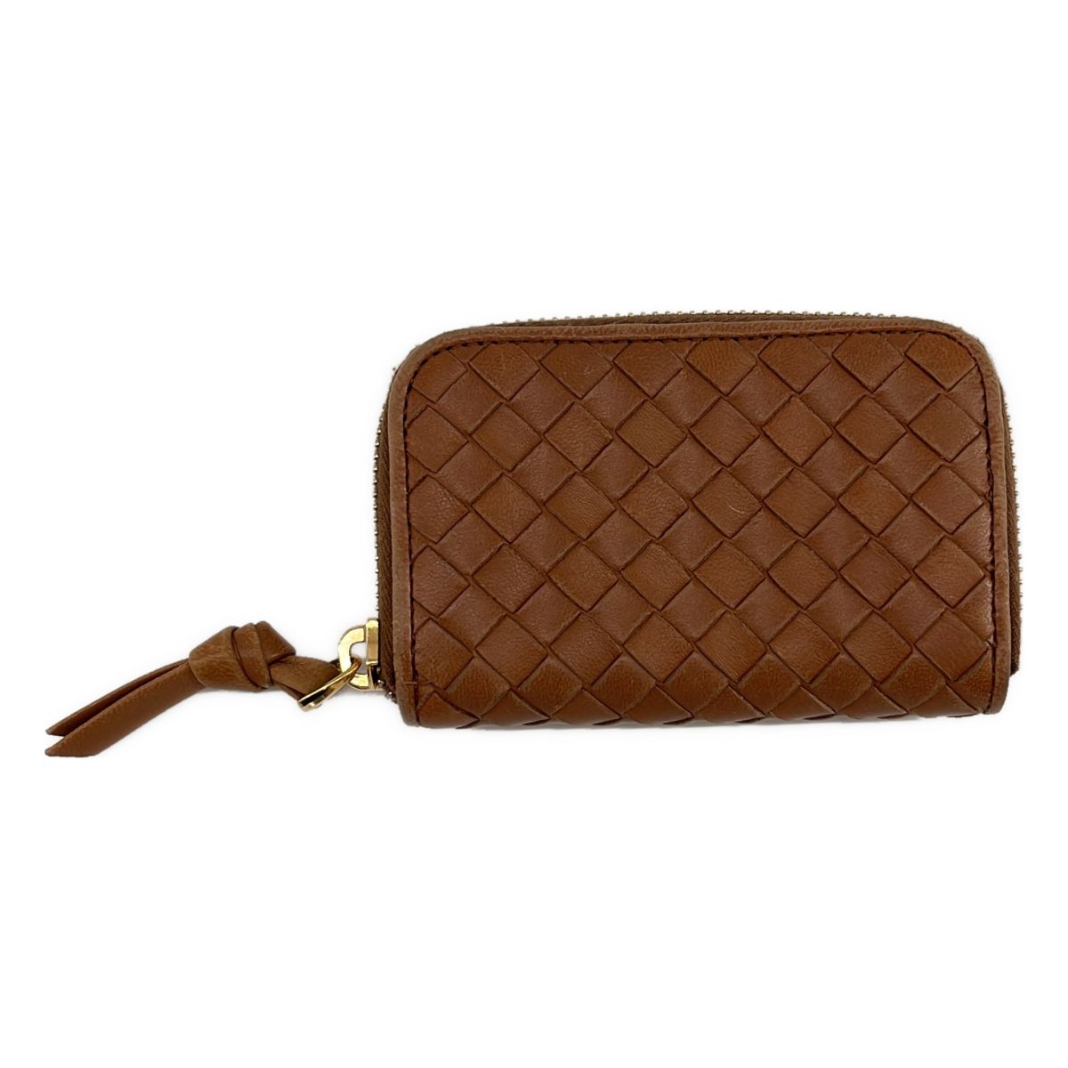 Bottega Veneta Intrecciato Round Zip Coin Case Brown — view 2
