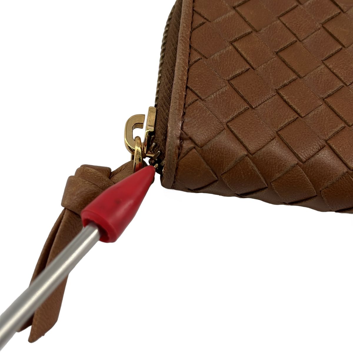 Bottega Veneta Intrecciato Round Zip Coin Case Brown — view 8